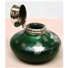 Image 1 : SATIN GLASS - SILVER INLAY  & STERLING INKWELL #1465582