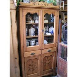 OAK HUTCH  KITCHEN CABINET GLASS DOORS #1465646