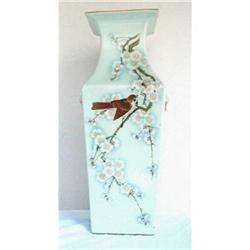 JAPANESE HAND PAINTED  VASE 16&quot; BIRDS, EDO#1465694