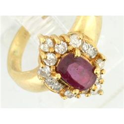 1.50ct Ruby & 0.80tcw Diamond 18k Gold Ring #1471727