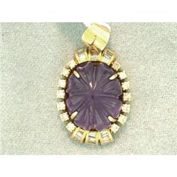 Vintage Carved Amethyst & Diamond 18k Gold #1471742