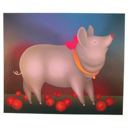 Igor Galanin S/N Serigraph, Pig with Bow #1471807