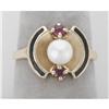 Image 1 : Cultured Pearl, Enamel and Ruby Ring #1472105