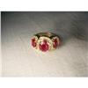 Image 1 : 14K YG 4.5 CT Ruby Diamond Tri-Stone Ring #1472317