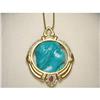 Image 1 : 18K YG Diamond Ruby Turquoise Cameo Pendant #1472332