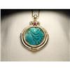 Image 1 : 14K Diamond Ruby Emerald Turquoise Pendant #1472333