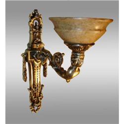 A pair of  casted bronze and alabaster sconces #1472423