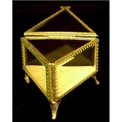 Triangular Metal and Glass Trinket Box #1472567