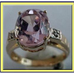 VINTAGE 14K GOLD DIA KUNZITE RING PINK GEM #1472587