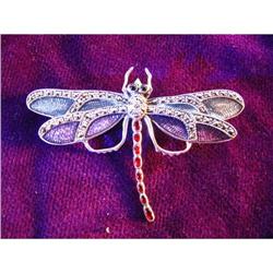 SILVER /ENAMEL/DIAMONDS/RUBIES? DRAGON FLY #1472601