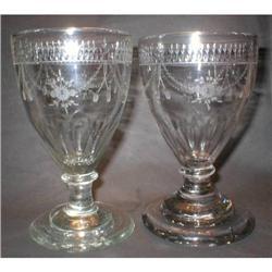 1700's Hand Blown Engraved Wedding Goblets #1485901