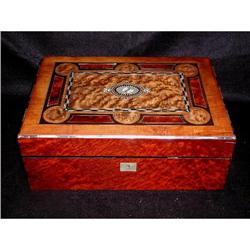 English Lap Desk Beautiful  Inlay Wood 19th #1485912