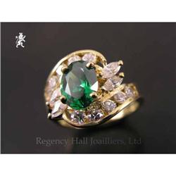 RHJ Simulated Emerald (YAG) Ring & CZs #1485945