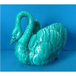 Minton Majolica Turquoise Swan Jardinière c1875#1485969