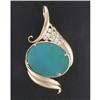 Image 1 : 14K Chrysacolla and Diamond Pendant #1486161