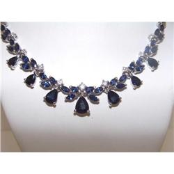 Designer Estate Sapphire Diamond Necklace Gold #1486358