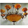 Image 1 : Alabaster stone and cast bronze chandelier.  #1486367