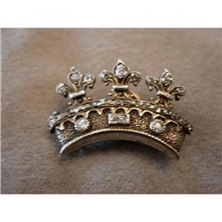 Victorian  Diamond and Silver Gilt Crown Brooch#1486375