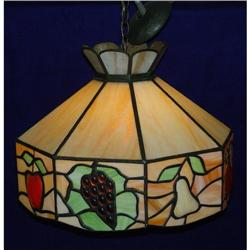 Apple Grape Pear Orange Stain Glass Chandelier #1486593