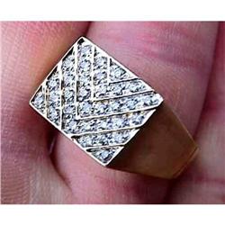 14kt Gold  Chevron Patern Diamond Mens Ring #1486643