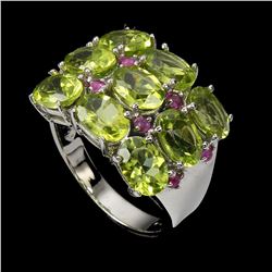 Natural Unheated Oval Peridot & Ruby Ring