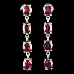 Natural Unheated Oval Rhodolite Garnet Earrings