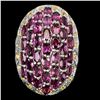 Image 2 : Natural Rhodolite Garnet & Sapphire  Ring
