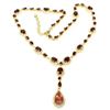 Image 2 : Natural Sunstone Pear 14x10 mm & Garnet Necklace