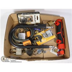 FLAT WITH NEW AND USED LOCKS AND CABLE -