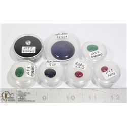 LOT OF 7 RUBY, EMERALD, SAPPHIRE ETC. GEMS