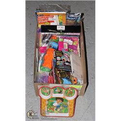 BOX FULL OF NEW KIDS PARTY ITEMS INCL.