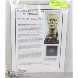 CLAUDIUS II GOTHICUS SILVER ANCIENT ROMAN DENARIUS