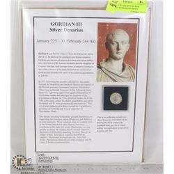 GORDIAN III ANCIENT SILVER ANCIENT ROMAN DENARIUS