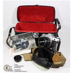 CANON AE-1 SLR 35MM CAMERA, W/ CANON 50MM LENS AND