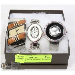 BOX WITH 3 NEW QUALITY FASHION WATCHES