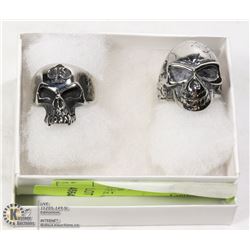 LOT OF 2 NEW SKULL HEAD RINGS (DIFFERENT