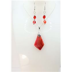 12) CHEVRON SHAPED RED STRIPED ONYX