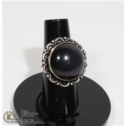 #81-NATURAL BLACK OBSIDIAN RING/ SIZE 6