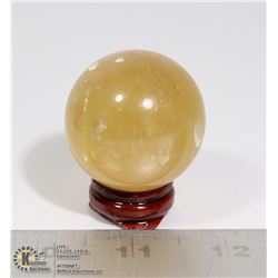 #104-NATURAL CITRINE SPHERE BALL/ STAND 40mm
