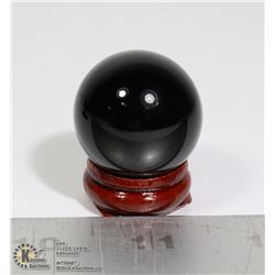 #85-BLACK OBSIDIAN ASPHERE BALL/ STAND 29mm