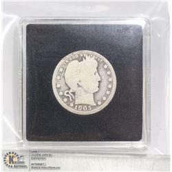 1905 USA SILVER BARBER QUARTER