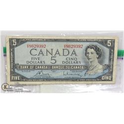 1954 CANADA $5.00 BILL