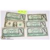 Image 1 : LOT OF 5 CANADA $1 BILLS AND 1 USA $1 BILL