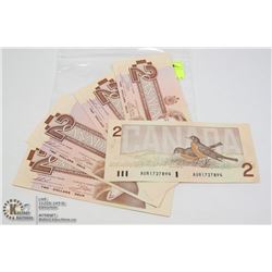 LOT OF 5 1986 CANADA $2 BILLS