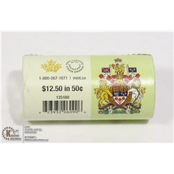 2015 MINT ROLL OF CANADA 50 CENT COINS
