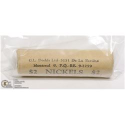 UNCIRCULATED MINT ROLL OF 1967 RABBIT 5 CENTS