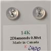 Image 6 : 14K WHITE GOLD DIAMOND(F-G,I2-I3)(0.8CT) EARRINGS