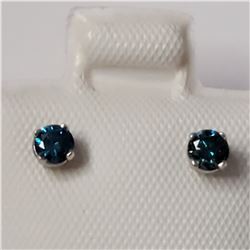 14K WHITE GOLD BLUE DIAMOND(0.21CT)  EARRINGS