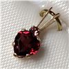 Image 3 : 10K YELLOW GOLD GARNET(0.5CT) TOURMALINE PENDANT