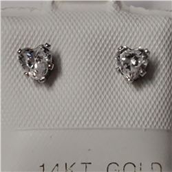 10\14K WHITE GOLD CUBIC ZIRCONIA 4*4MM EARRINGS